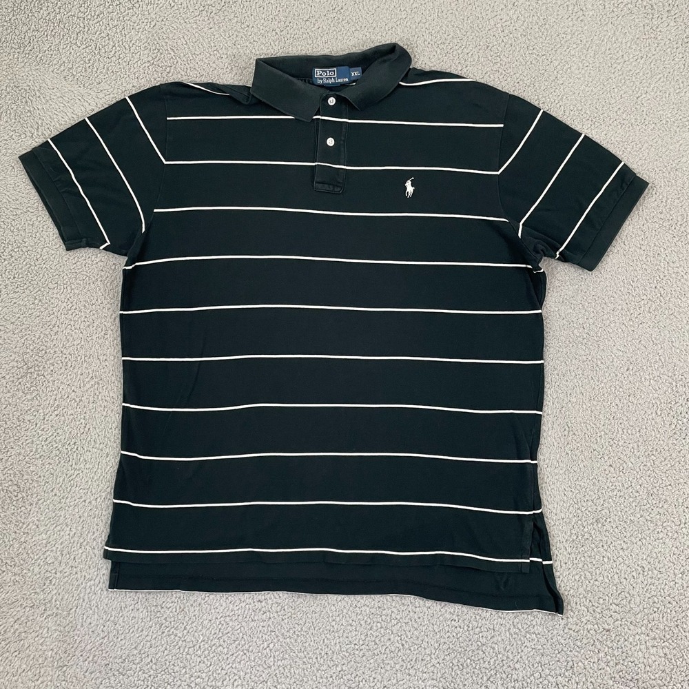 Polo by Ralph Lauren Polo Men 2XL Black Striped Short Sleeve Preppy